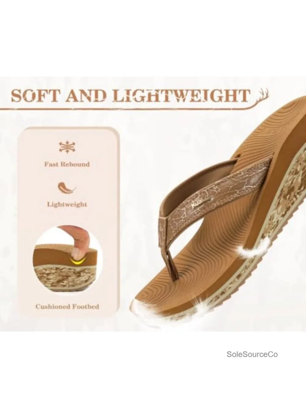 Platform Wedge Sandals Arch Support Flip Flop Faux Leather Boho Summer